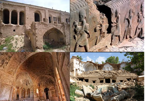 تعدادی از هزارها اثر میراث فرهنگی و تاریخی و محوطه های طبیعی که به دست حکومت اسلامی ویران یا نابود شده اند